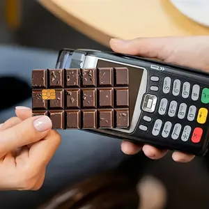 1 Piece Fun Fake Chocolate Sticker 2D Flat for Bank Card Debit Card Credit Card Ultra Thin Luxury Glitter Card Sleeve High Quality Durable Adhesive Stickers Wrinkle Free Bubble Free Card Film