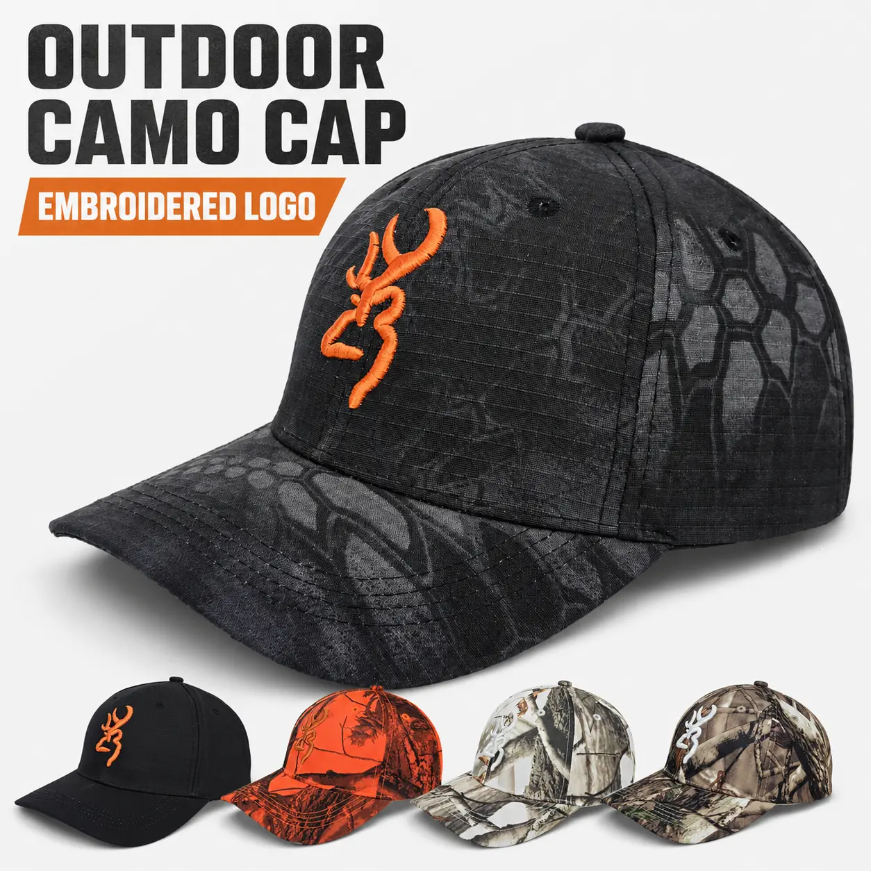 Embroidered Camo Baseball Cap for Men & Women, Outdoor Tie-Dye Camouflage Hat with Curved Brim, Casual Adjustable Sun Shade Cap