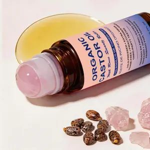 Organic Castor Oil Roll-On with Rose Quartz Roller