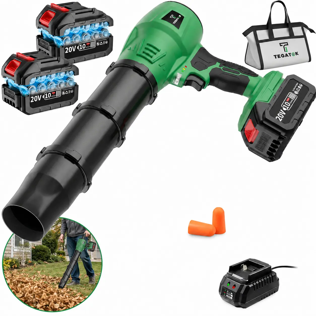 Cordless Turbo Leaf Blower - 20000RPM 2*20V 4.0AH Batteries, High-Pressure Handheld Air Blower for Outdoor Leaf/Dust Blowing, Home Use, Birthday/Holiday Gifts ,Yard Cleaning
