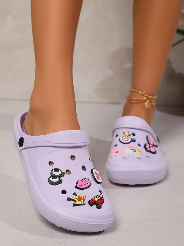 Cute DIY Cartoon Beach Clogs for Women, Summer Thick Sole Outdoor Slip-On Shoes, Versatile Sports Clogs for Daily Wear, Soft Cushioned Slippers