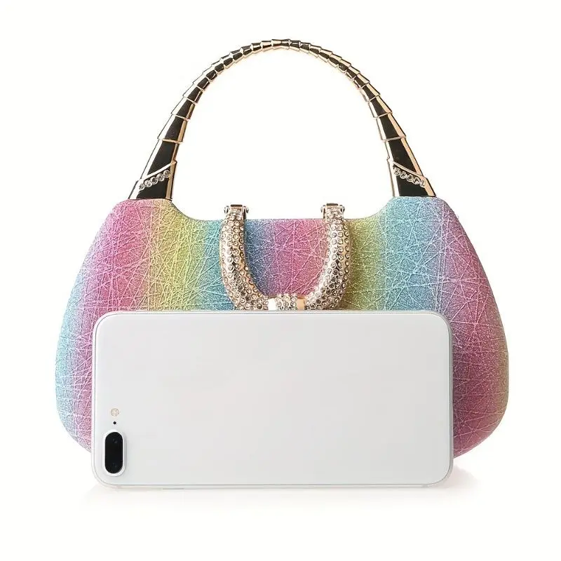 Women's Clutch Bag Rainbow Clutch Bag Banquet Dinner Bag Personality Fashion Single Shoulder Crossbody Chain Bag Handbag Wedding Cocktail Party, Purse Sparkly Purse university  bag large capacity beach bag Minimalist Large Tote affordable designer Luxury