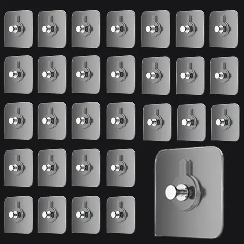 30 pcs of adhesive wall hooks, Sticky hooks for hanging, no drilling required, waterproof, plastic hooks, suitable for kitchen and bathroom, easy install, Convenient hook, for hanging pictures, photo frames, multi-purpose