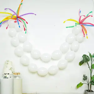 100 Pcs Biodegradable Quick Link Balloons 12" Matte Pastel White, Latex Linking Balloons for Balloon Chains, Garland, Arch, Backdrop & Wall Decor