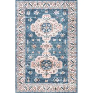 Norma Machine Washable Traditional Medallion Area Rug