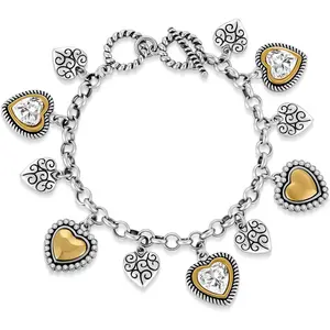 Heart Charm Bracelet for Women,  Heart Pendants on  Zinc Alloy Link Chain  Bracelet  Gifts