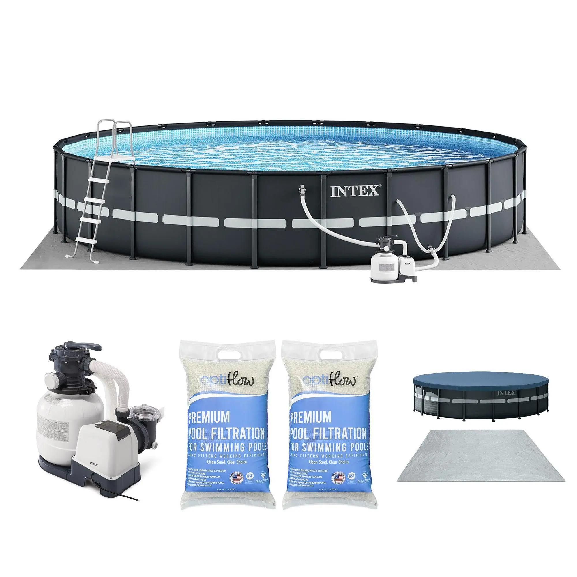 Intex Ultra XTR 26' x 52" Round Above Ground Pool & 2 Pack OptiFlow Filter Sand