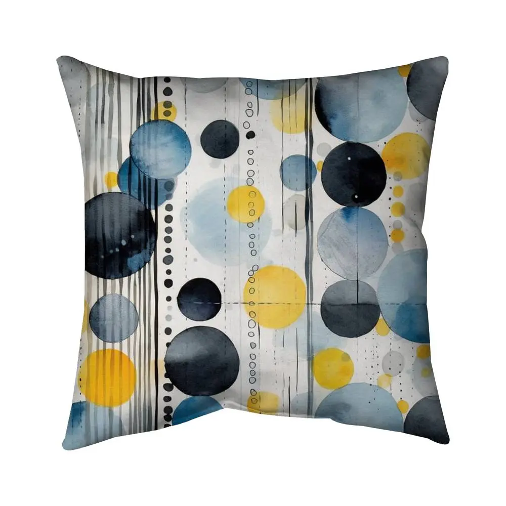 212 MAIN 16x16 in Standard Size Abstract Oceanic Bubbles Blue Soft Fabric Pillow - Coastal Vibe Home Decor Cushion (Model 5543-1616-PA16)