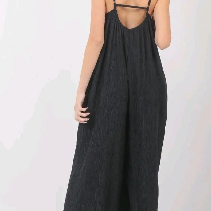 Very J black jumpsuit with pleats
