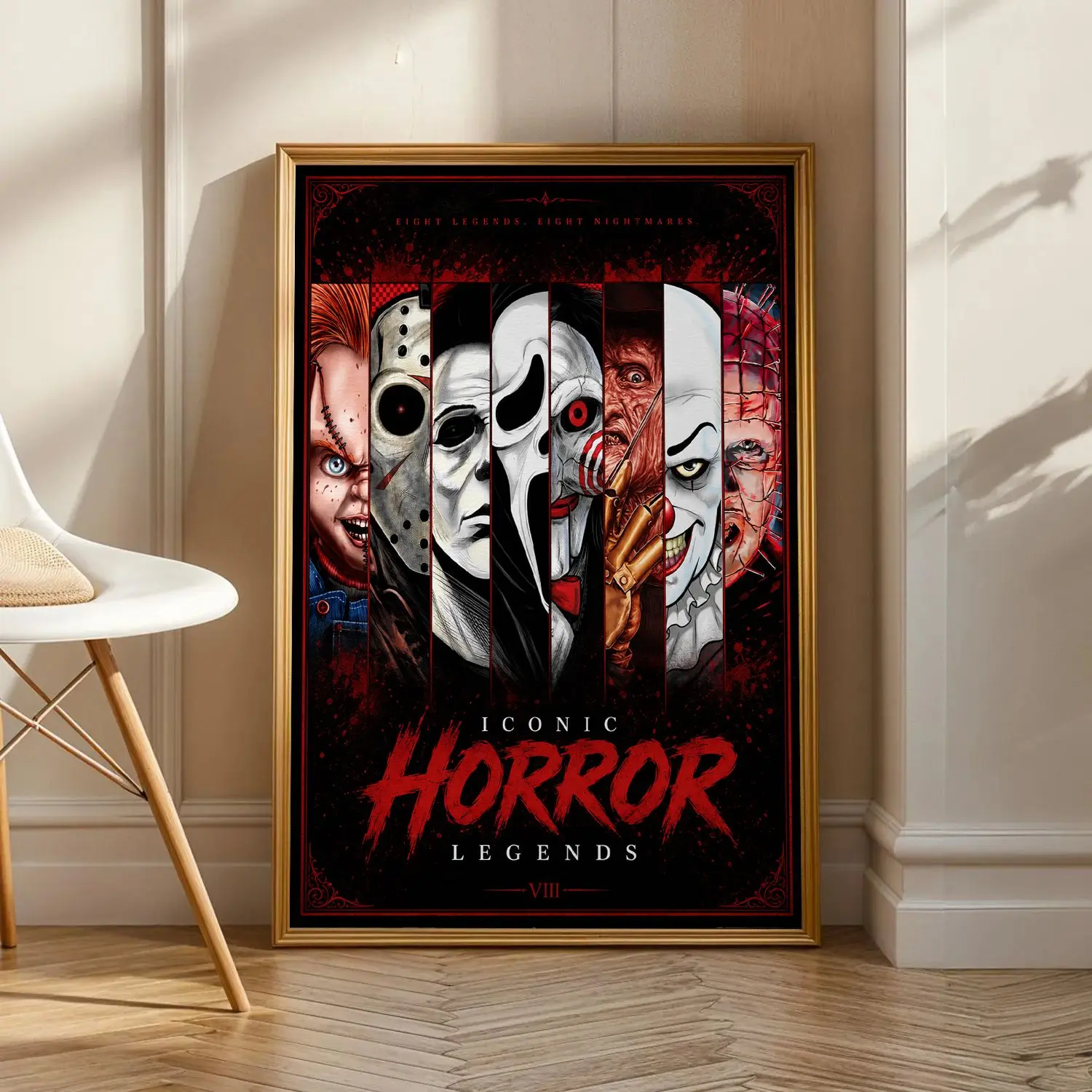 [25% OFF] [UNFRAMED] Iconic Horror Legends Poster, Classic Slasher Villains Wall Art, Halloween Movie Decor, Dark Horror Room Print