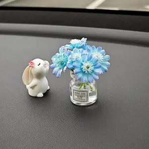Cute Little Rabbit Jasmine Flower Car Central Control Mini Vase - Aromatherapy Perfume Ornament, DIY Bag Accessory for Indoor Leisure & Outdoor Recreation Decor