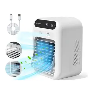 New Desktop Cold Fan USB Mini Humidifier Air Conditioner Fan, Portable Cooling Spray Mist Blower with Ice Function