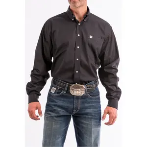 Cinch Mens Black Solid Button Down Shirt