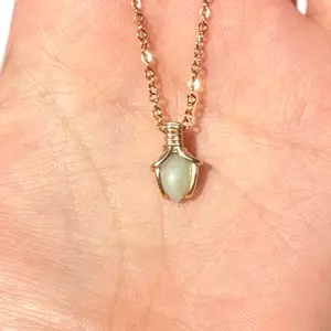 Sterling Silver | 14KT Gold Filled Mini Teardrop Amazonite Wishbone Wire Wrapped Pendant