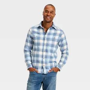 Men's Long Sleeve Flannel Shirt - Goodfellow & Co Blue M