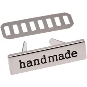 2 Pcs Multicolor Handmade Metal Labels Tags for Clothes Jeans Shoes Bags Rectangle Hand Made Printed Labels DIY Sewing Crafts DIY Craft Accessories