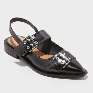 Women's Peyton Double Buckle Slingback Flats with Memory Foam Insole - Wild Fable