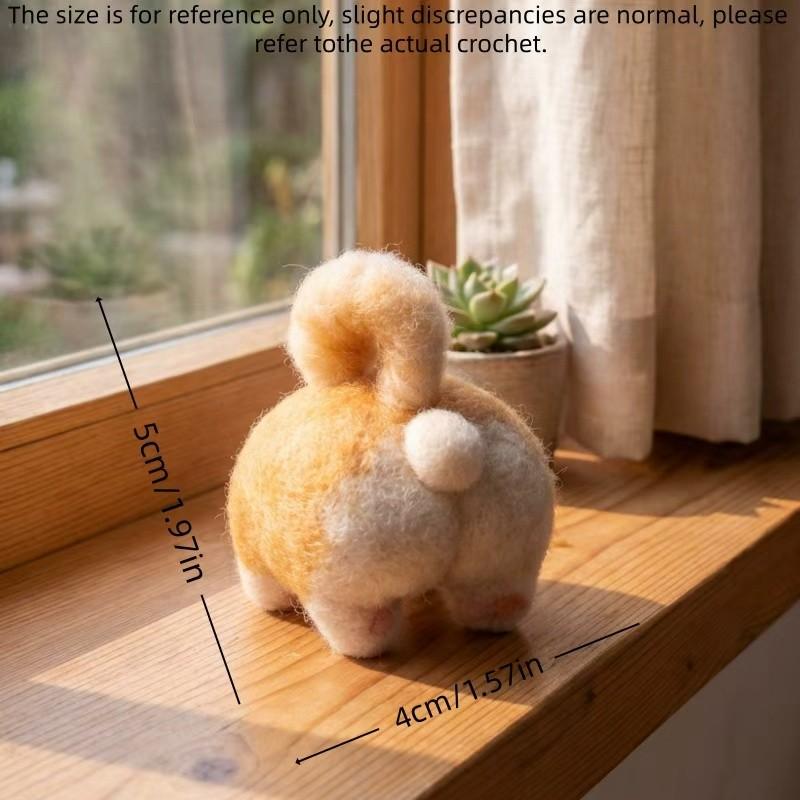 3Pcs Animal Needle Felting Kit, Felting kits for Beginners adult with Step-by-Step Video Tutorials, Animal Buttocks DIY Felting Kit, Cute Funny Home Decorative Ornaments, Handmade Gifts, Birthday Valentine's Day and Christmas Gifts