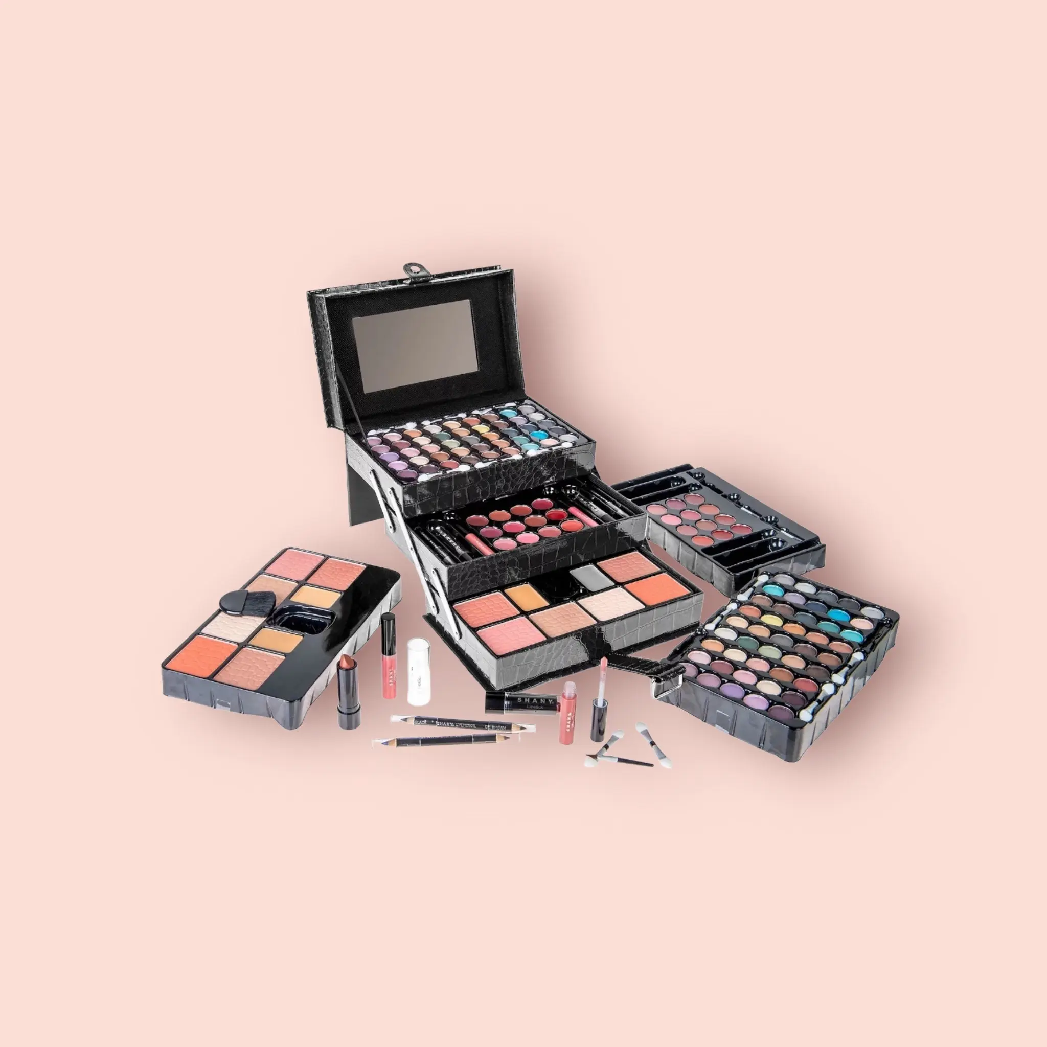 All in One Makeup Kit (Eyeshadow, Blushes, Face Powder, Lipstick , Eye Liners, Makeup Pencils and Makeup Mirror - Makeup Set with Reusable Makeup Storage Box - Black