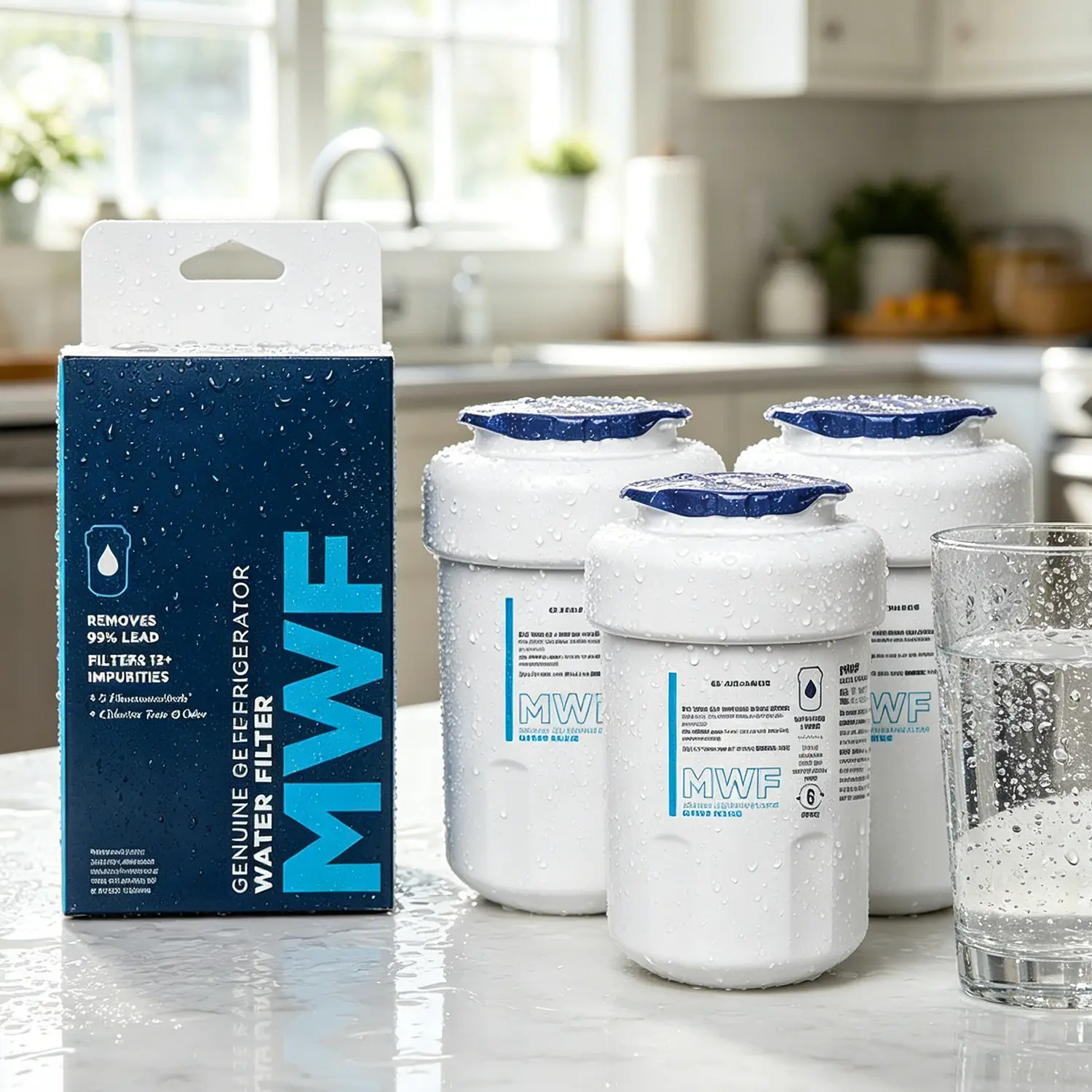 Replacement for MWF Refrigerator Water Filters, SmartWater MWFP, MWFA, GWF, HDX FMG-1, WFC1201, RWF1060, 197D6321P006, Kenmore 9991