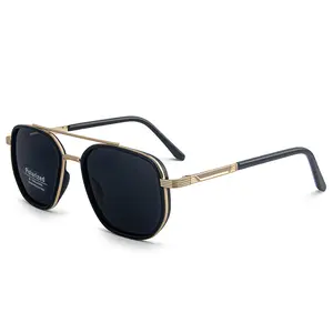 GOECI Men & Women Fashion Geometric Frame Double Beam Travel Sunglasses UV Sun Protection Eyewear for Summer Outfits 2026 Vacation Wear
