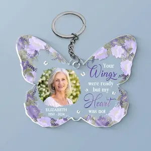 Custom Photo Memorial Keychain, Personalized Photo Sympathy Custom Shaped Acrylic Keychain, Memorial Day Keychain, Mom Loss Ornament, Loss of Father Gift