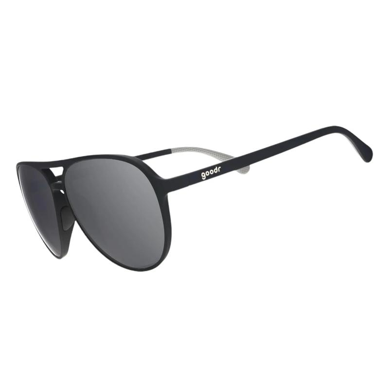 goodr Add the Chrome Package Large Size (Mach G) Solid Black Frame with Chrome Lens, UV400, No Slip No Bounce No Tangle