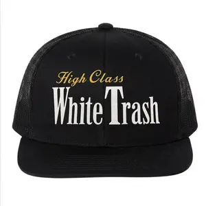 High Class White Trash Trucker Hat | Funny Slogan Mesh Back Snapback Cap | Retro Aesthetic Streetwear Baseball Hat
