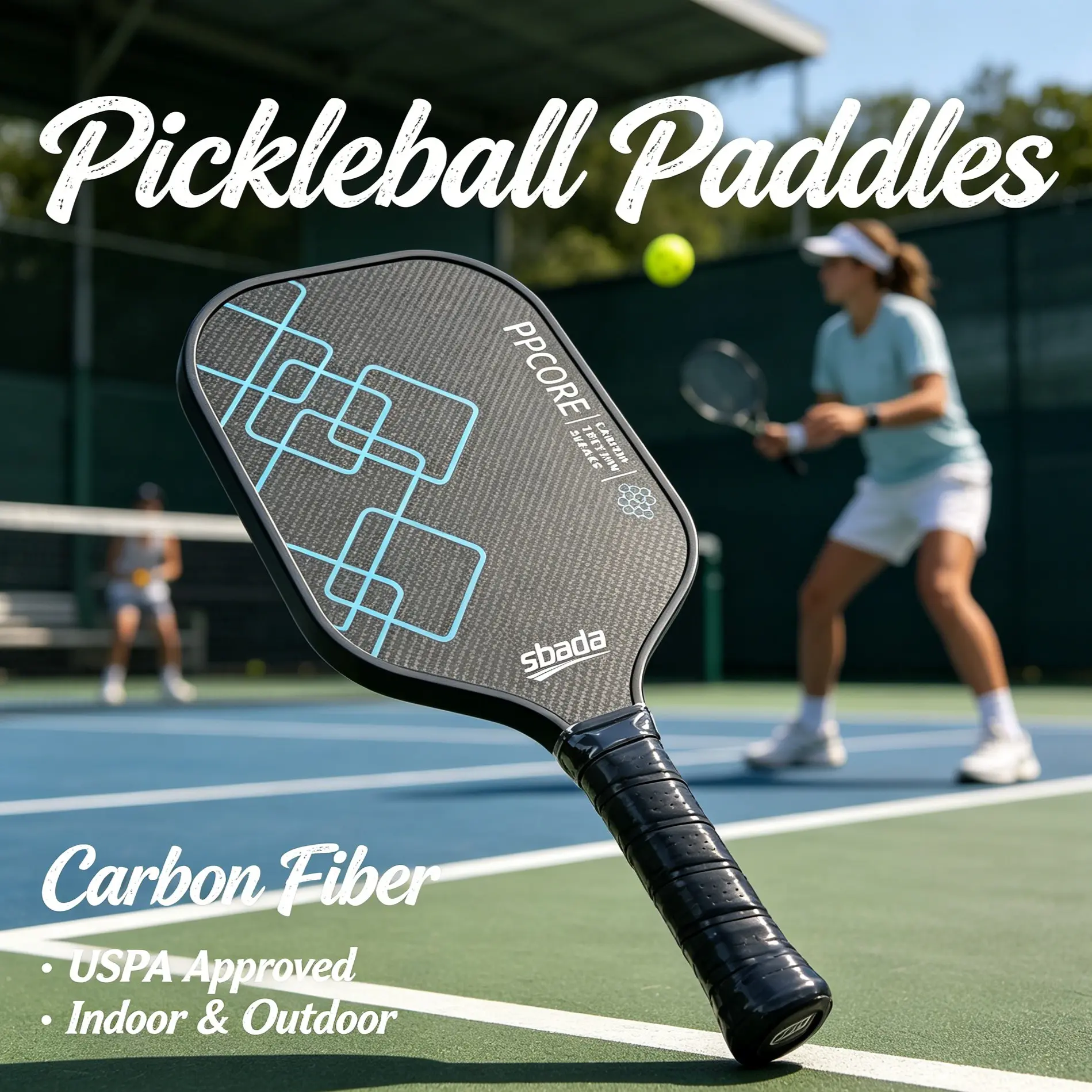 High-Performance Pickleball Paddle for All Levels - T700 Carbon Fiber, 8oz Lightweight, Extended Handle for 2-Handed Backhand, Shock-Absorbing Core