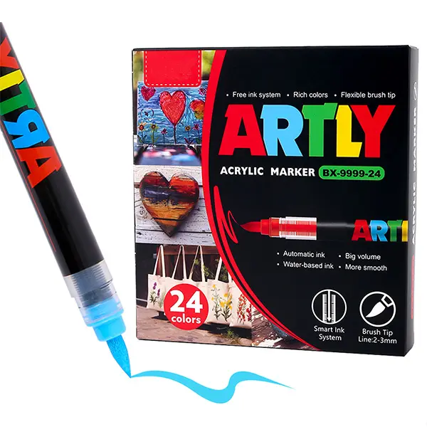 24‑Color Single‑Tip Water‑Based Acrylic Marker Pack, Cross‑Surface Painting Pens for Daily Handcrafts, School Art Classes and Holiday Gifting for Kids, Teens & Adults