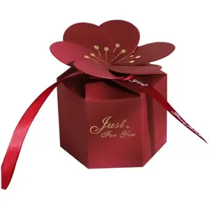 20 PCS Candy Boxes Creative Candy Box Wedding Favor Gift Packaging Ribbon Chocolate Cookie Red Bags Baby Shower Festive Birthday Party Supplies