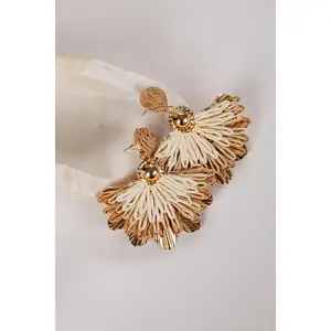 Claire Raffia Gold Floral Earrings