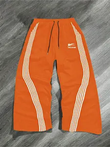 Men's Loose-Fit Star Pattern Drawstring Waist Sports Pants, Outdoor Camping Party Casual Fashion, All Seasons