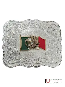 MONTANA SILVERSMITH SCALLOPED SOLVEE MEIXO FLAG ENGRAVED BUCKLE