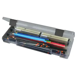 6900AB Pencil Utility Box, Art & Craft Organizer, [1] Divided Storage Box for Pens, Pencils, Markers, Paint Brushes, etc., Translucent Charcoal