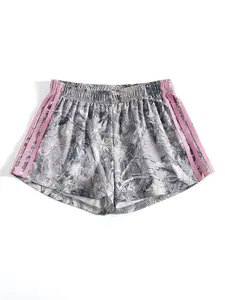 Women's Summer Vintage Streetwear Casual Striped Elastic Waist Loose Fit Sport Shorts, Camouflage Print Tree Pattern