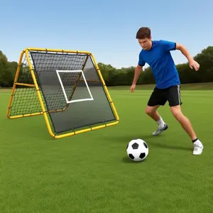 6x4 FT Adjustable Soccer Rebounder Net, Heavy Duty Steel Frame Football Trainer for Backyard, Dual-Surface Multi-Sport Bounce Backer for Passing & Throwing, Portable Solo Practice Equipment, Rust-Resistant & Easy Setup for All Ages