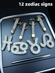 12 Zodiac Silver Color Pendant Keychain, Fashionable Valentine's Day Bag Accessory, Unique Design for Daily Use, Perfect Gift for Women and Girls