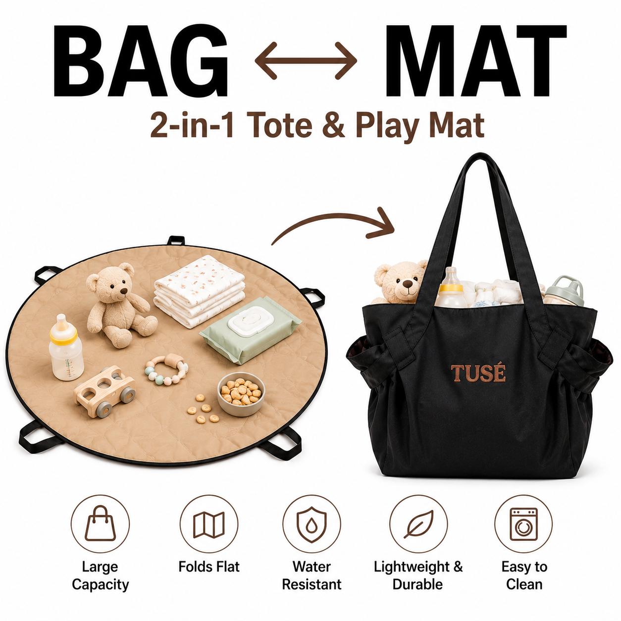 Women's Nylon Plain Shopping Tote Bag - Waterproof, Adjustable Strap, Folding, Convertible Hiking Bag for Beach Picnic Grocery Gym Multi-Use