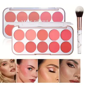 10 Color Blush Palette, Lightweight Face Powder Blush, Smooth Long-Lasting Blush Powder, Perfect for Gradual Color Makeup, Essential Makeup Product, Beauty Cosmetics