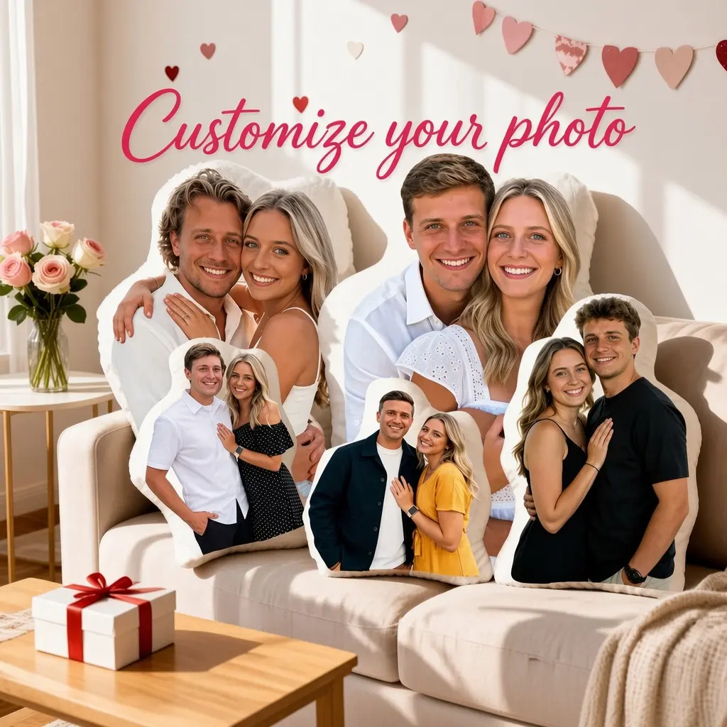 Custom Photo Face Pillow – Personalized 3D Portrait Cushion Soft Polyester Couples Gift for Valentine’s Day & Birthday