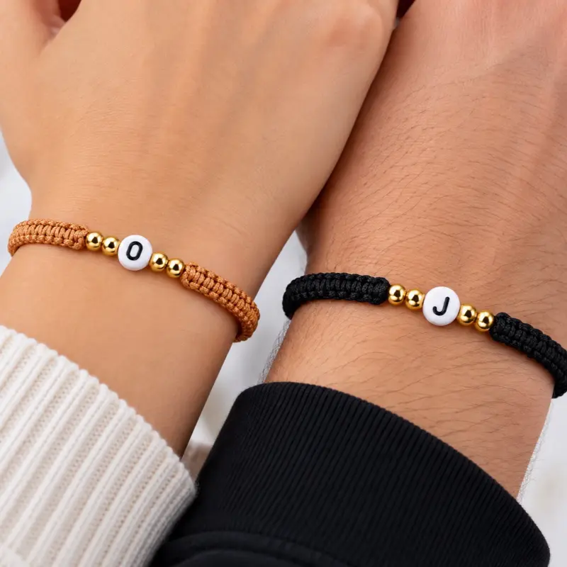 Couples Initial Macrame Bracelets – Personalized Matching Bracelets