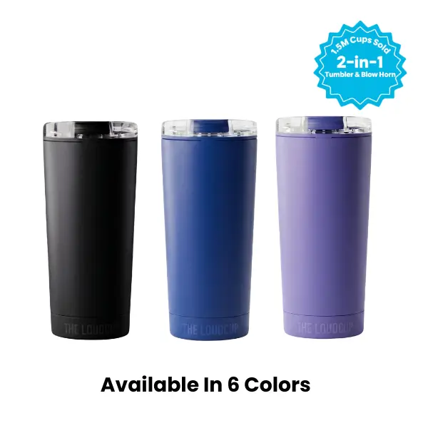 The LoudCup Company Classic 16oz 2-in-1 Tumbler-Blowhorn Cup, Sports & Outdoor Water Bottle Drinkware