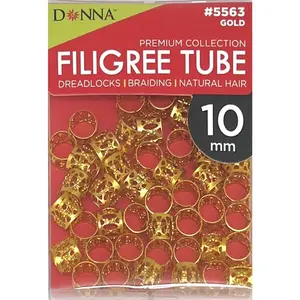 Donna 10mm Gold Tube Beads Hair Cuffs for Braids Dreadlocks and Locs