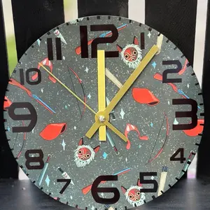 Anime Inspired Marble Wall Clock | Handmade Decorative Clock | AA Battery Quartz Clock
