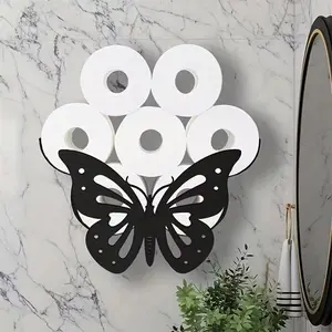 Butterfly Design Toilet Paper Roll Holder, Decorative Tissue Rack, Wall Mounted Storage Container, Bathroom Accessory, Home Decor