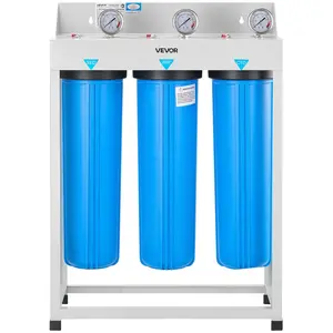 VEVOR  Whole House Water Filter System, 3-Stage |   Sediment, IMR, CTO |   4.5" x 20" Home Water Purifier Filter Reduce Iron, Manganese, Chlorine, Bad Taste, Odor, Rust