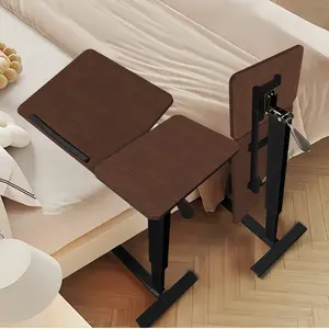 Over Side Table with Wheels Tiltable Hospital Bed Table Pneumatic Adjustable Rolling Laptop Desk Mobile Standing Desk for Hospital and Home Use Ergonomic Design Height Adjustment Durable Smooth Moving Safe Versatile