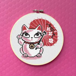 Lucky Kitty by Fluff Counted Cross Stitch Kit