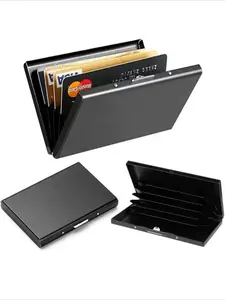 Anti-Scan RFID Blocking Card Holder - Aluminum Metal Wallet for 6 ID/Bank Cards Business Credit Card Case with Secure Protection